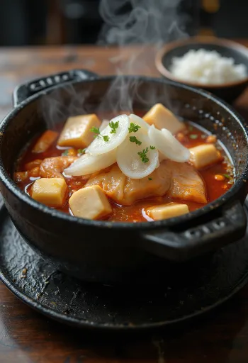 Domi Maeuntang JJigae, koreansk krydret fiskesuppe med kimchi