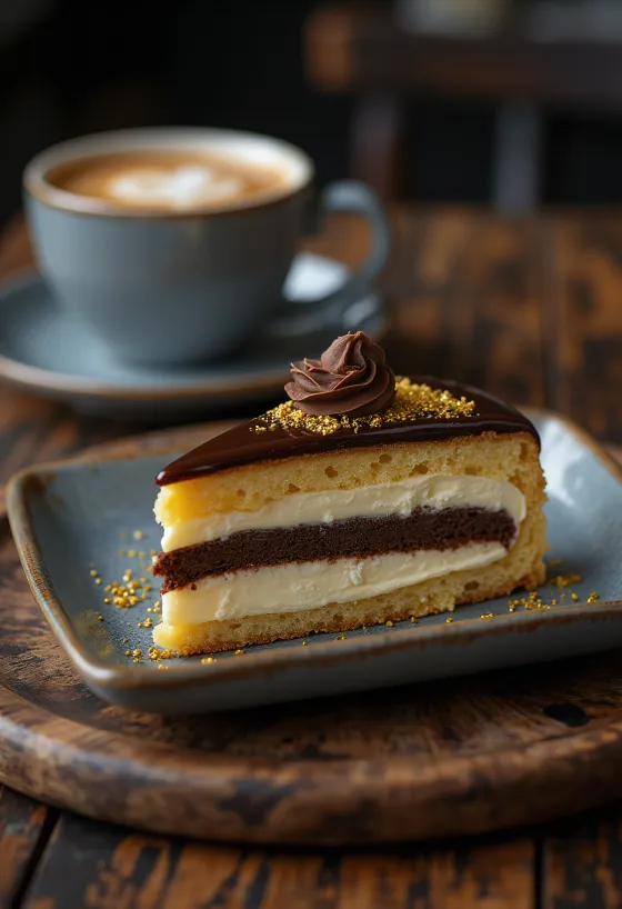 Fransk Operakage med chokoladeganache lag og espresso