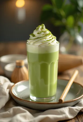 Matcha frappé frisk serveret