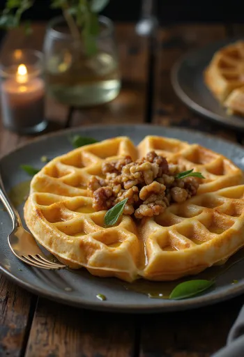 Salt Vaffel med Valnødder, parmesan og ristede nødder