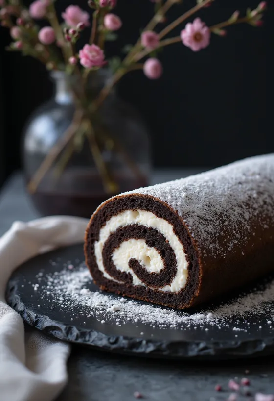 Bolo de Rolo med fløde, pyntet med flormelis