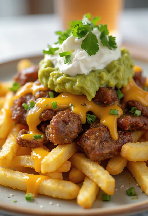 Carne Asada Fries serveret i mexicansk stil