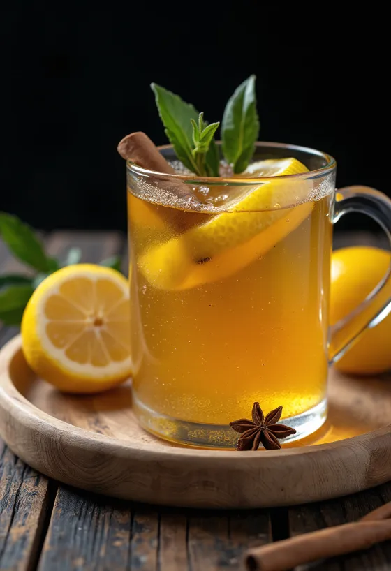 Citron-honning cider serveret
