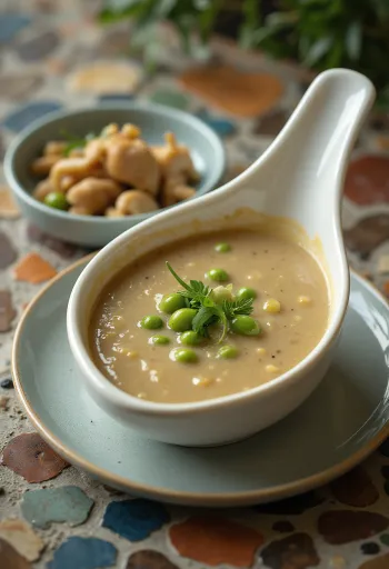 Krydret grøn pebersauce serveret