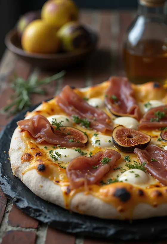 Pizza ai Fichi e Prosciutto med friske figner og skinke