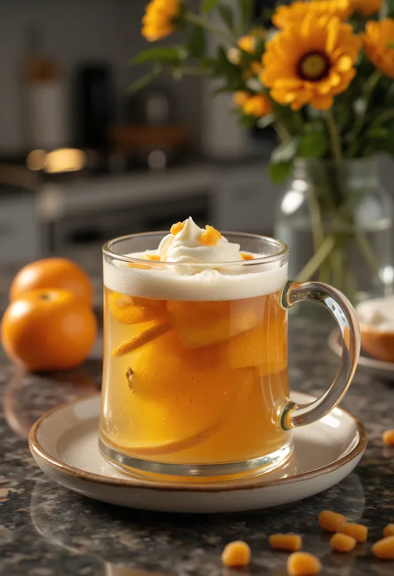 Mynte-citrus cider serveret i glas