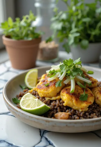 Nasi Goreng med Lime, serveret med rige krydderier og frisk lime