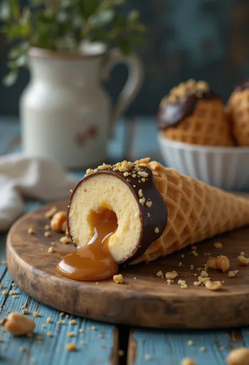 Drumstick Caramel is i vaffel serveret