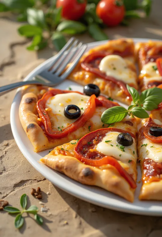 Pizza Española med chorizo, rød peber og oliven