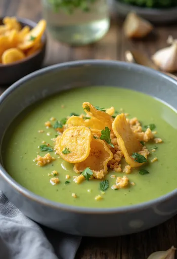 Vegansk squashsuppe med ristet hvidløg serveret