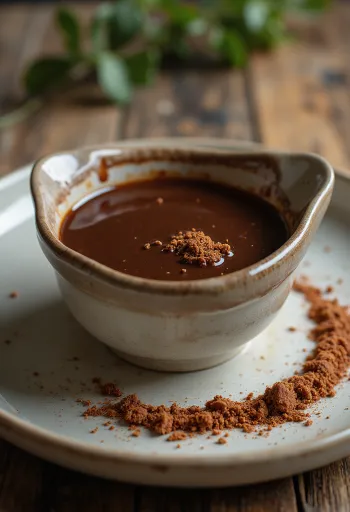Sød chokolade-chilisauce serveret