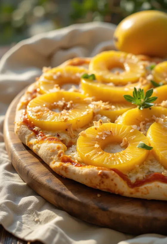 Pizza ai Frutti Tropicali med tropiske frugter og ricotta