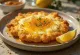 Saganaki serveret med honning dryppet over og drysset med sesamfrø
